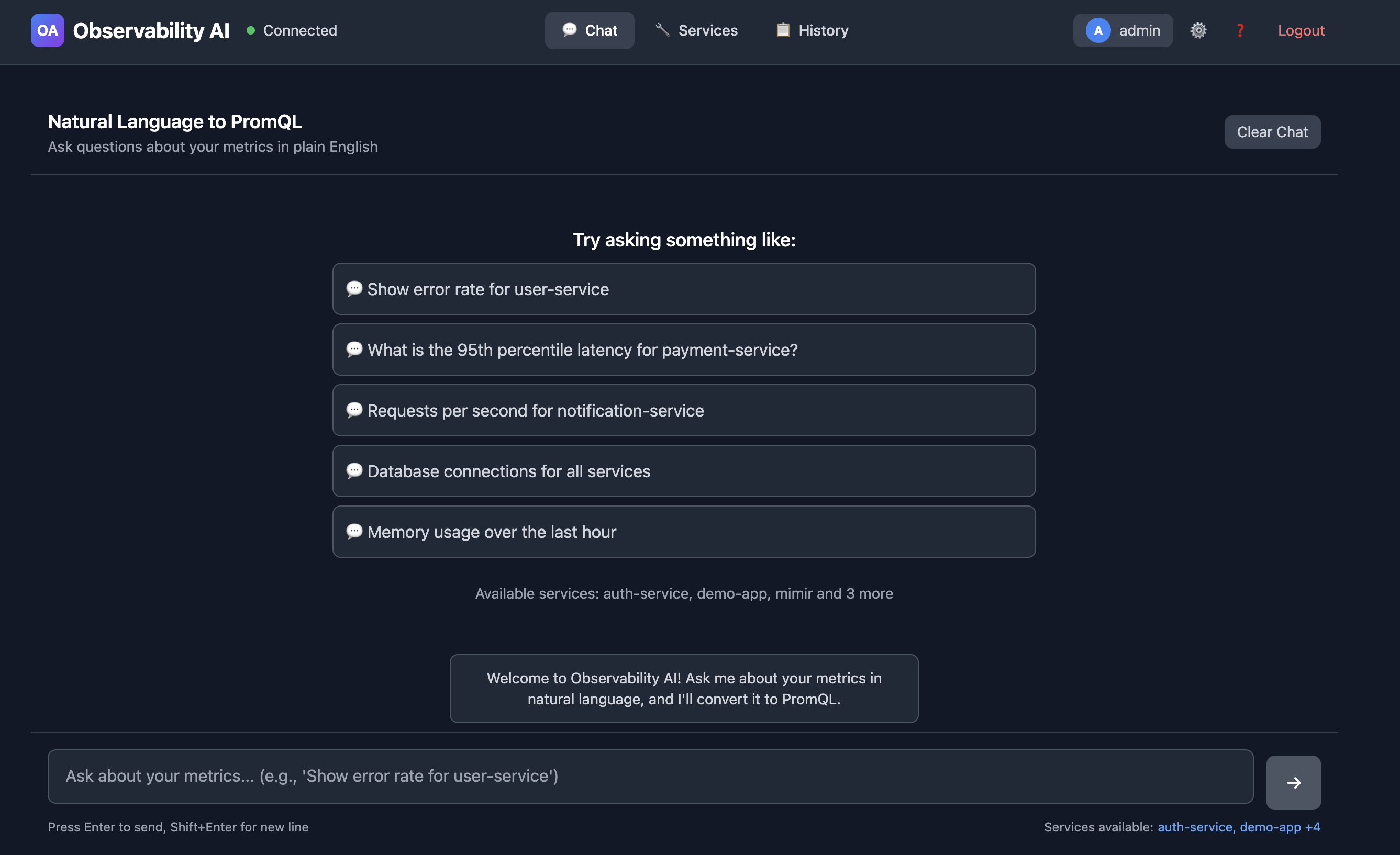 Observability AI Home Page